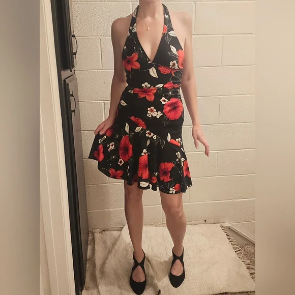 City Triangles Red and Black Plunge Sundress Mini City Triangles Red and Black Plunge Sundress Mini